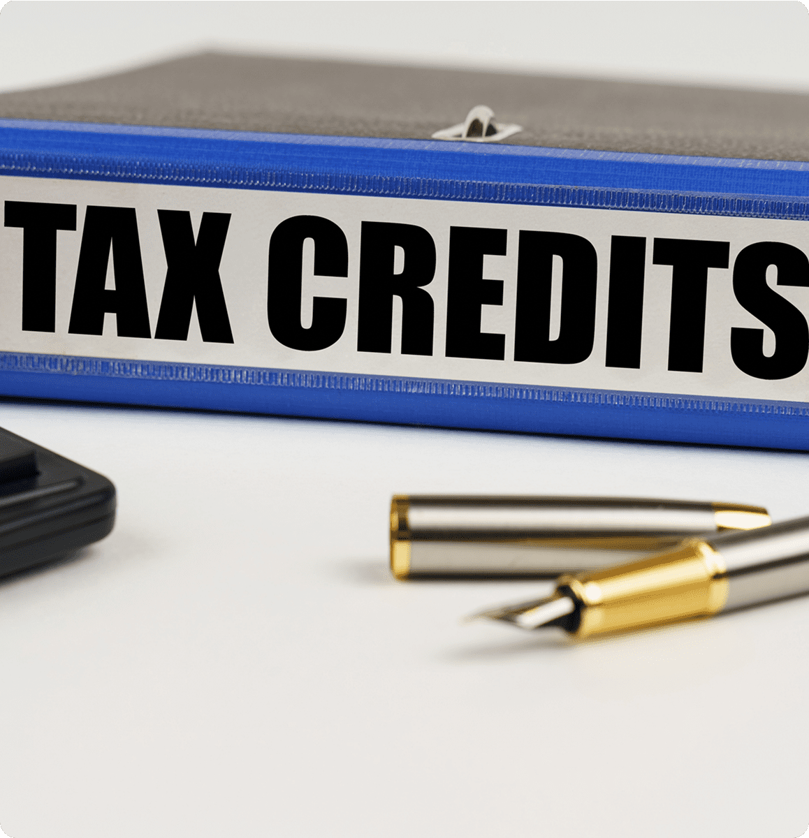 Tax credits binder with pen