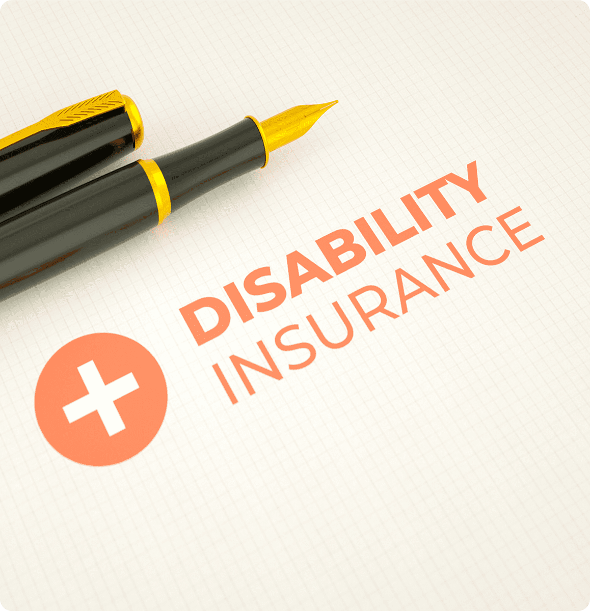 Disability insurance text with pen