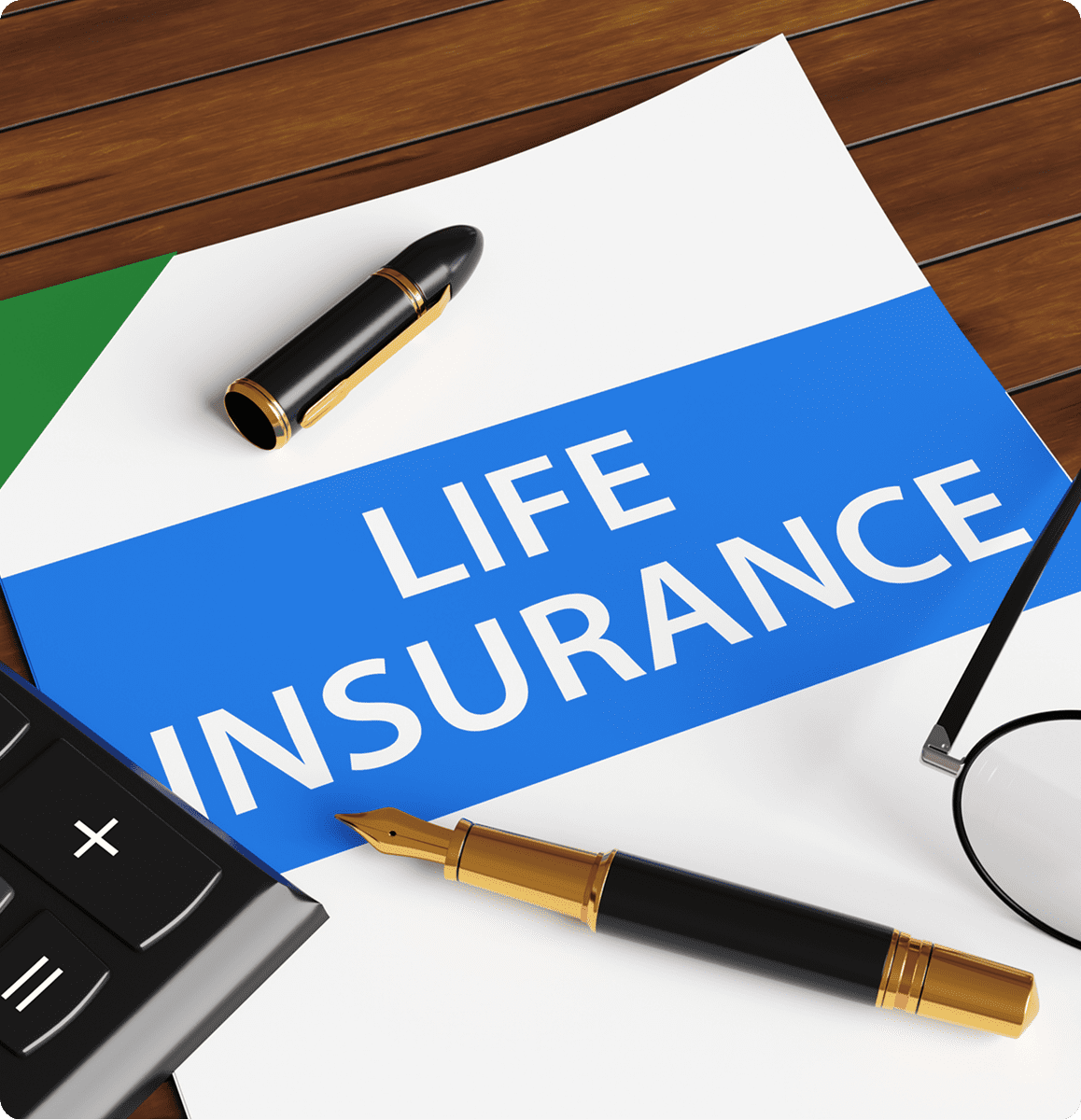 Life insurance policy on table